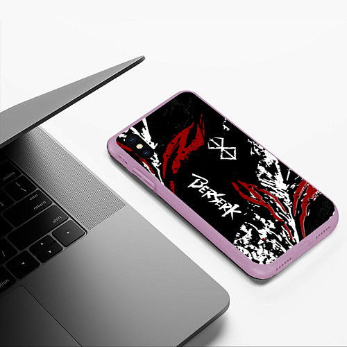 Чехол iPhone XS Max матовый BERSERK BLACK MASK - БЕРСЕРК ЧЁРНАЯ МАСКА / 3D-Сиреневый – фото 3