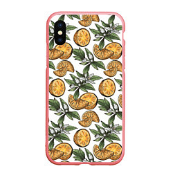 Чехол iPhone XS Max матовый Узор из тропических апельсинов, цвет: 3D-баблгам