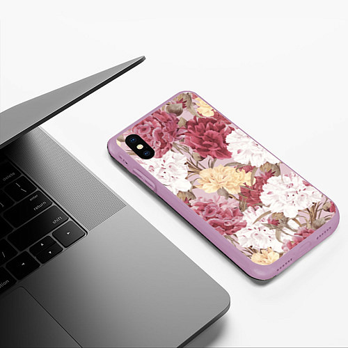 Чехол iPhone XS Max матовый Цветы Восхитительный Летний Букет Пион / 3D-Сиреневый – фото 3