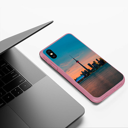 Чехол iPhone XS Max матовый Закат в Торонто / 3D-Малиновый – фото 3