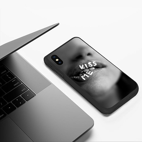 Чехол iPhone XS Max матовый Kiss- me / 3D-Черный – фото 3