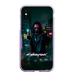 Чехол iPhone XS Max матовый Johnny Cyberpunk2077, цвет: 3D-светло-сиреневый