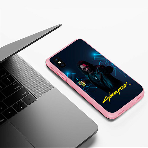 Чехол iPhone XS Max матовый Johnny Cyberpunk2077 / 3D-Баблгам – фото 3