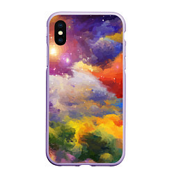 Чехол iPhone XS Max матовый Красочный горный пейзаж Грузия Colorful mountain l, цвет: 3D-светло-сиреневый