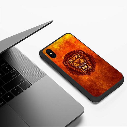 Чехол iPhone XS Max матовый Лев Солнечный / 3D-Черный – фото 3