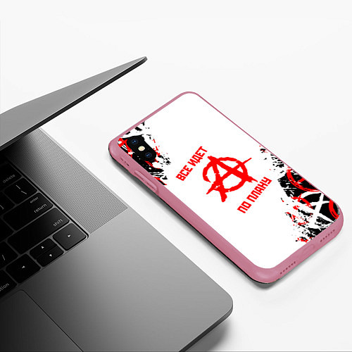 Чехол iPhone XS Max матовый Все едет по плану - гражданская оборона / 3D-Малиновый – фото 3
