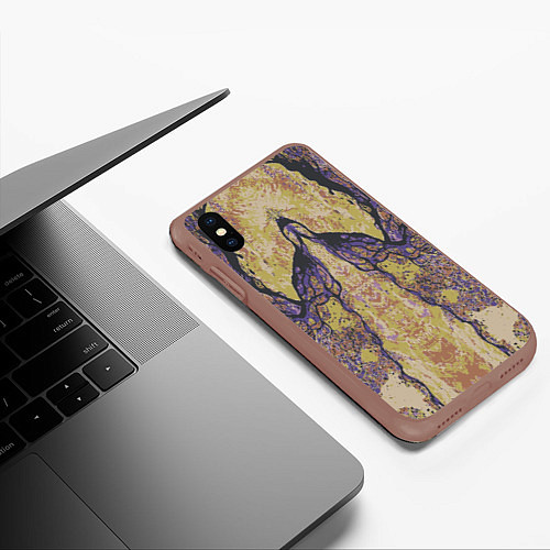 Чехол iPhone XS Max матовый Абстрактный цветой графический узор abstract color / 3D-Коричневый – фото 3