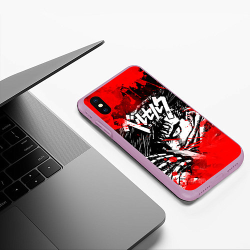 Чехол iPhone XS Max матовый БЕРСЕРК - BERSERK БРЫЗГИ / 3D-Сиреневый – фото 3