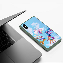 Чехол iPhone XS Max матовый My Little Pony летают в облаках, цвет: 3D-темно-зеленый — фото 2