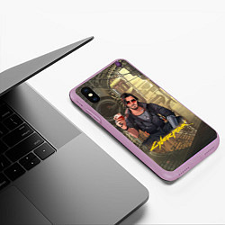 Чехол iPhone XS Max матовый Джонни киберпанк, цвет: 3D-сиреневый — фото 2