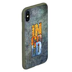 Чехол iPhone XS Max матовый IN COLD logo on a gray background, цвет: 3D-темно-зеленый — фото 2