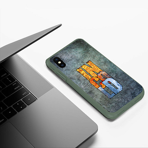 Чехол iPhone XS Max матовый IN COLD logo on a gray background / 3D-Темно-зеленый – фото 3