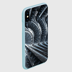 Чехол iPhone XS Max матовый Фрактальный абстрактный паттерн Броня Fractal Abst, цвет: 3D-голубой — фото 2