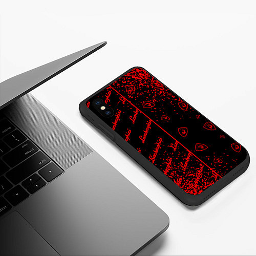 Чехол iPhone XS Max матовый LAMBORGHINI Арт Паттерны / 3D-Черный – фото 3