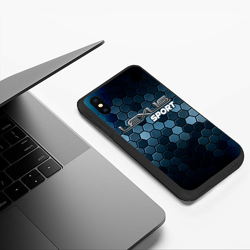 Чехол iPhone XS Max матовый ЛЕКСУС Sport Соты / 3D-Черный – фото 3
