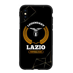 Чехол iPhone XS Max матовый Лого Lazio и надпись Legendary Football Club на те, цвет: 3D-черный