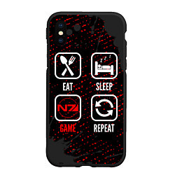 Чехол iPhone XS Max матовый Eat, Sleep, Mass Effect, Repeat, цвет: 3D-черный