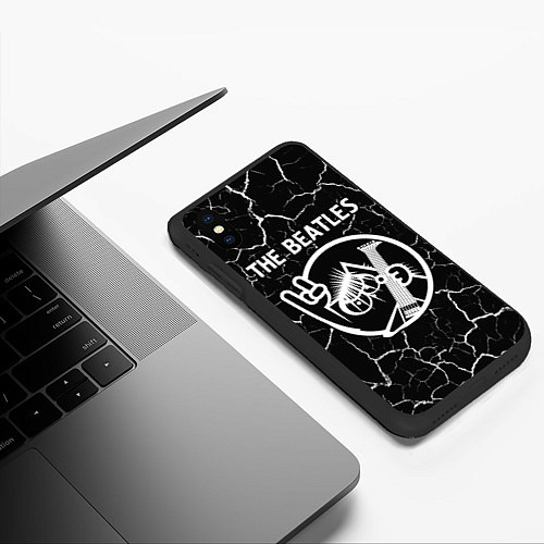 Чехол iPhone XS Max матовый The Beatles - КОТ - Трещины / 3D-Черный – фото 3