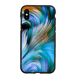 Чехол iPhone XS Max матовый Абстрактная красочная композиция Полосы Abstract c, цвет: 3D-черный