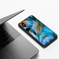 Чехол iPhone XS Max матовый Абстрактная красочная композиция Полосы Abstract c, цвет: 3D-черный — фото 2