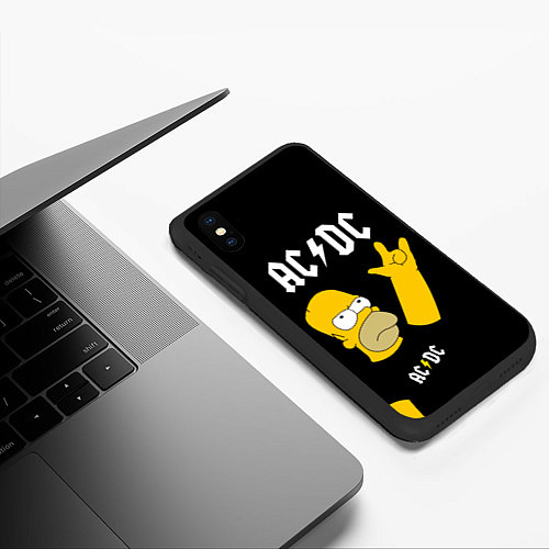 Чехол iPhone XS Max матовый AC DC ГОМЕР СИМПСОН SIMPSONS / 3D-Черный – фото 3