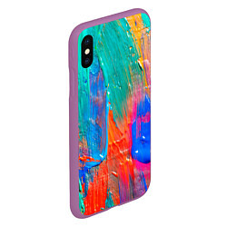 Чехол iPhone XS Max матовый Мазки масляной краски Абстракция Oil Paint Strokes, цвет: 3D-фиолетовый — фото 2