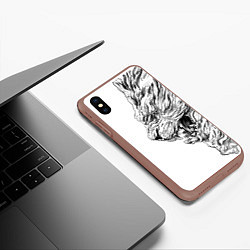 Чехол iPhone XS Max матовый LION pride, цвет: 3D-коричневый — фото 2