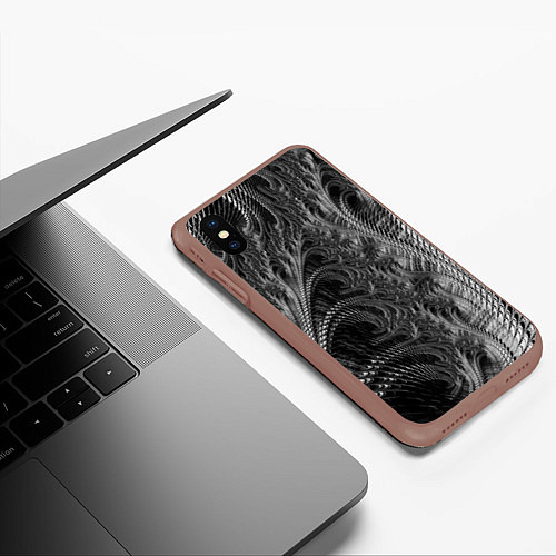 Чехол iPhone XS Max матовый Абстрактный фрактальный паттерн Abstract Fractal p / 3D-Коричневый – фото 3