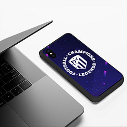 Чехол iPhone XS Max матовый Символ Atletico Madrid и круглая надпись Football, цвет: 3D-черный — фото 2