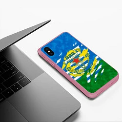Чехол iPhone XS Max матовый ВДВ РАЗОРВАННАЯ ТКАНЬ, цвет: 3D-малиновый — фото 2