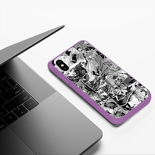 Чехол iPhone XS Max матовый Bloodborne comix / 3D-Фиолетовый – фото 3