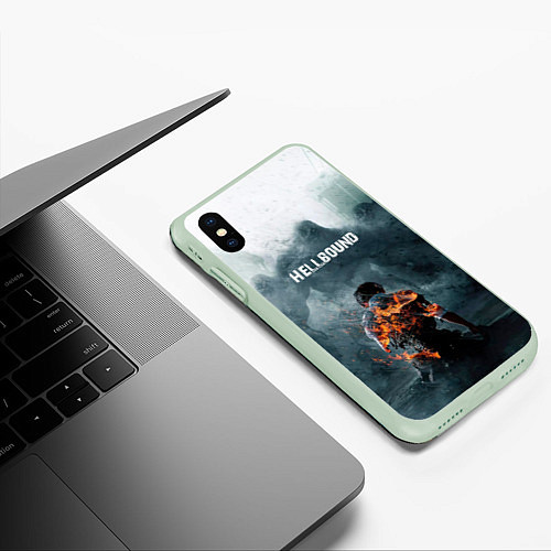 Чехол iPhone XS Max матовый Зов ада - hellbound / 3D-Салатовый – фото 3