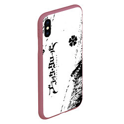 Чехол iPhone XS Max матовый Black clover чёрный клевер вертикальная надпись, цвет: 3D-малиновый — фото 2