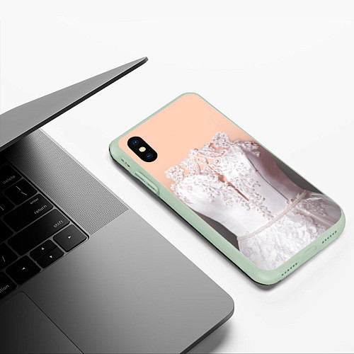 Чехол iPhone XS Max матовый Свадебный корсер / 3D-Салатовый – фото 3