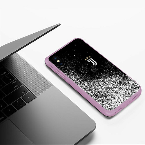 Чехол iPhone XS Max матовый Ювентус краска / 3D-Сиреневый – фото 3
