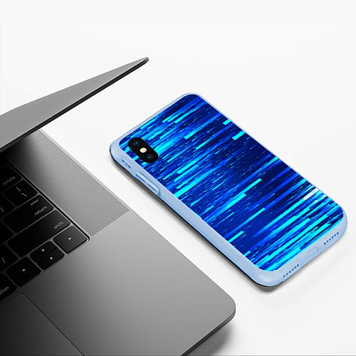 Чехол iPhone XS Max матовый BLUE STRIPES / 3D-Голубой – фото 3