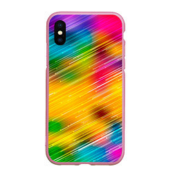 Чехол iPhone XS Max матовый RAINBOW POLYCHROME, цвет: 3D-розовый