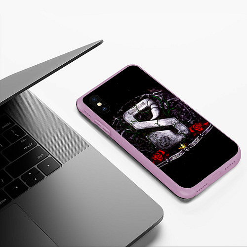 Чехол iPhone XS Max матовый Sting in the Tail - Scorpions / 3D-Сиреневый – фото 3