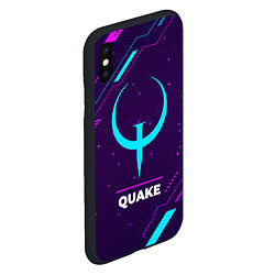 Чехол iPhone XS Max матовый Символ Quake в неоновых цветах на темном фоне, цвет: 3D-черный — фото 2