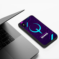 Чехол iPhone XS Max матовый Символ Quake в неоновых цветах на темном фоне, цвет: 3D-черный — фото 2