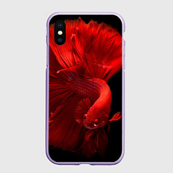 Чехол iPhone XS Max матовый Бойцовская-рыбка, цвет: 3D-светло-сиреневый