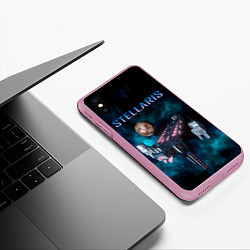 Чехол iPhone XS Max матовый Stellaris космический корабль, цвет: 3D-розовый — фото 2