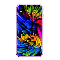 Чехол iPhone XS Max матовый Абстрактная неоновая композиция Abstract neon comp, цвет: 3D-сиреневый