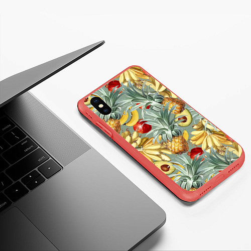Чехол iPhone XS Max матовый Экзотические Фрукты Лета / 3D-Красный – фото 3