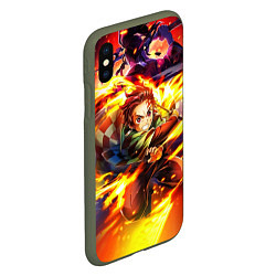 Чехол iPhone XS Max матовый Клинок, рассекающий демонов Demon Slayer, цвет: 3D-темно-зеленый — фото 2