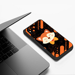 Чехол iPhone XS Max матовый ЛИСА - В ГАЛСТУКЕ Линии, цвет: 3D-черный — фото 2