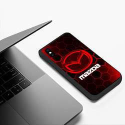 Чехол iPhone XS Max матовый MAZDA Соты, цвет: 3D-черный — фото 2
