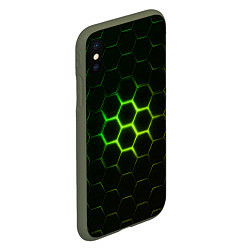 Чехол iPhone XS Max матовый НЕОНОВОЕ СВЕЧЕНИЕ ИЗ ПОД ПЛИТ, цвет: 3D-темно-зеленый — фото 2