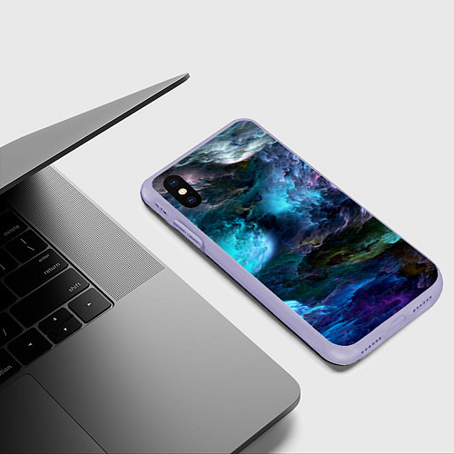 Чехол iPhone XS Max матовый Неоновые облака neon clouds / 3D-Светло-сиреневый – фото 3