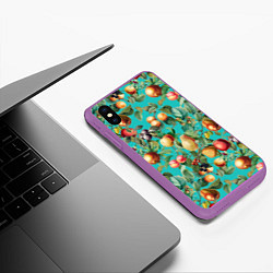 Чехол iPhone XS Max матовый Ассорти Фруктов, цвет: 3D-фиолетовый — фото 2